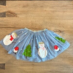 Mini Boden Blue and Gold Christmas Skirt